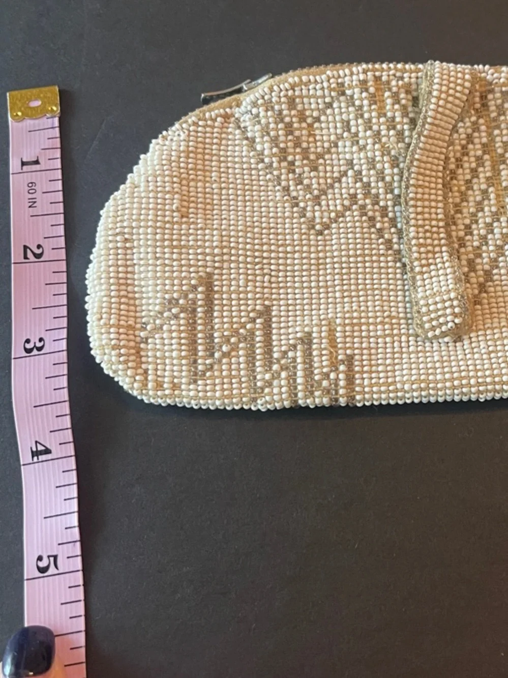 Beaded Clutch Purse in Ivory and Gold